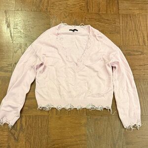 Brooklyn Karma Light Pink Distressed Sweater Size M